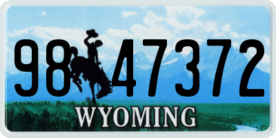 WY license plate 9847372