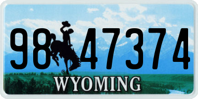 WY license plate 9847374