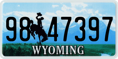 WY license plate 9847397