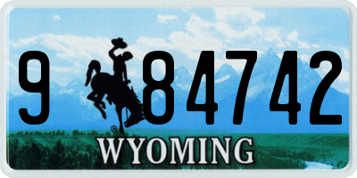 WY license plate 984742