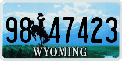 WY license plate 9847423