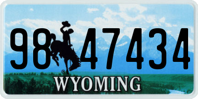 WY license plate 9847434
