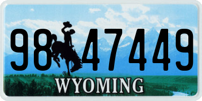 WY license plate 9847449