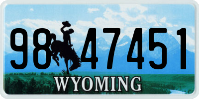 WY license plate 9847451