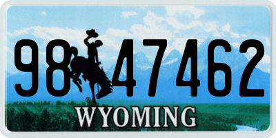 WY license plate 9847462