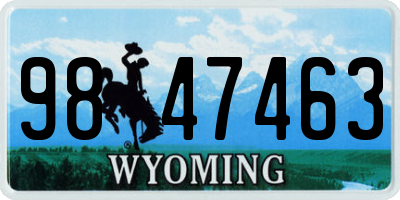 WY license plate 9847463