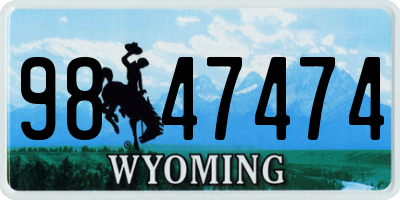 WY license plate 9847474