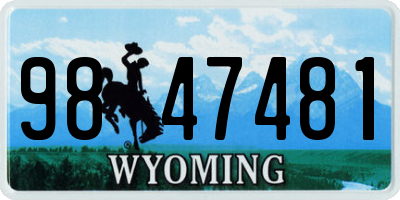 WY license plate 9847481