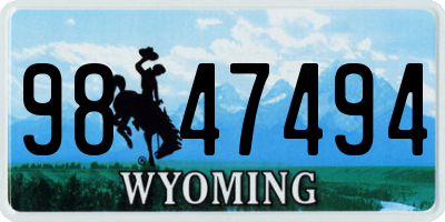 WY license plate 9847494