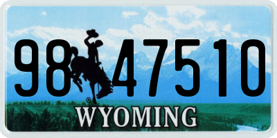 WY license plate 9847510