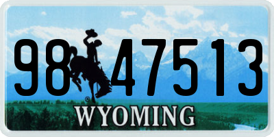 WY license plate 9847513