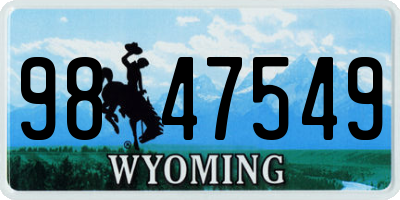 WY license plate 9847549