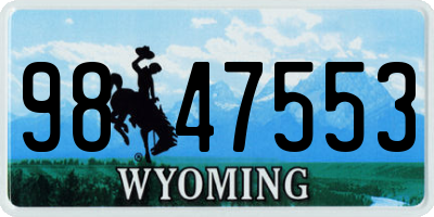 WY license plate 9847553