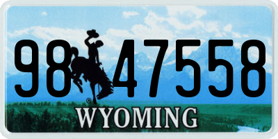 WY license plate 9847558