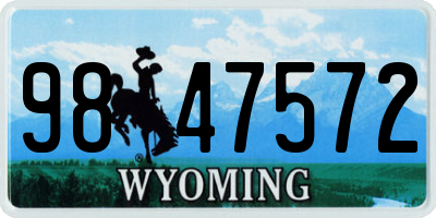 WY license plate 9847572