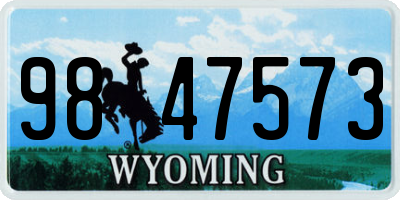 WY license plate 9847573