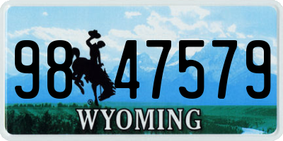 WY license plate 9847579