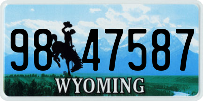 WY license plate 9847587