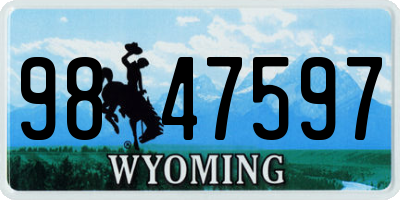 WY license plate 9847597