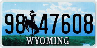 WY license plate 9847608