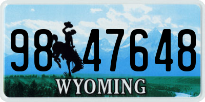 WY license plate 9847648