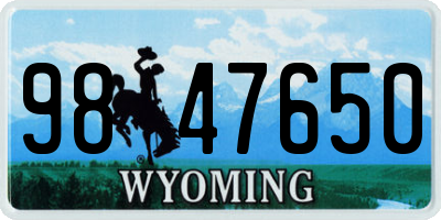 WY license plate 9847650