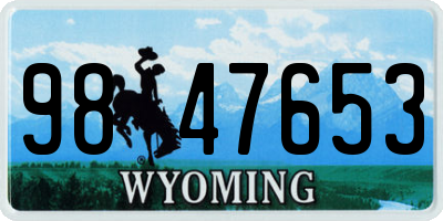 WY license plate 9847653