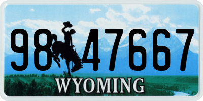 WY license plate 9847667