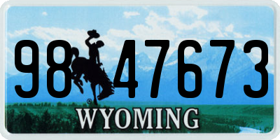 WY license plate 9847673