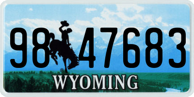 WY license plate 9847683