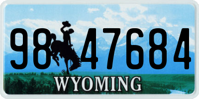 WY license plate 9847684