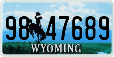 WY license plate 9847689