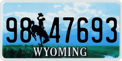 WY license plate 9847693