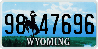 WY license plate 9847696
