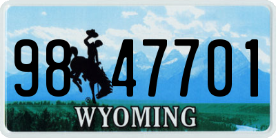 WY license plate 9847701