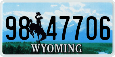 WY license plate 9847706