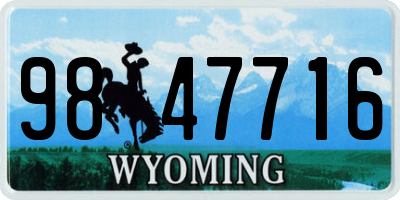 WY license plate 9847716
