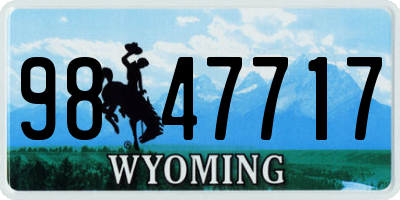WY license plate 9847717