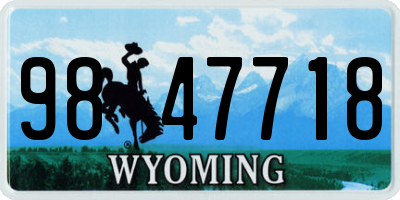 WY license plate 9847718