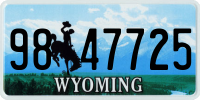 WY license plate 9847725
