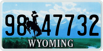 WY license plate 9847732
