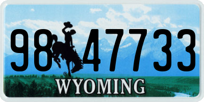 WY license plate 9847733