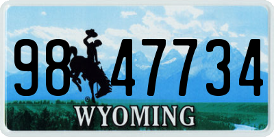 WY license plate 9847734