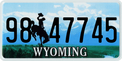 WY license plate 9847745