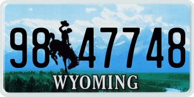 WY license plate 9847748