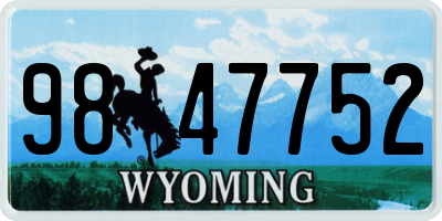 WY license plate 9847752