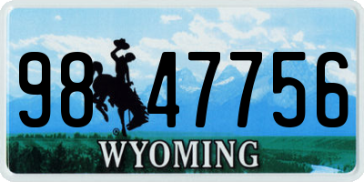 WY license plate 9847756