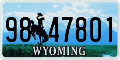 WY license plate 9847801