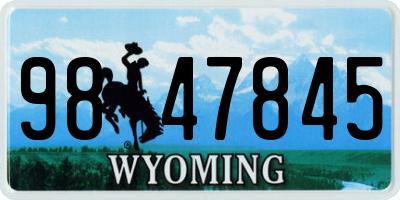 WY license plate 9847845