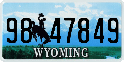 WY license plate 9847849